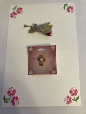 Angel Pin and Pin with Cross and Pink Accent 🩷